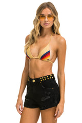 MID RISE STUDDED ROCKER BOLT WOMENS JEAN SHORT - VINTAGE BLACK Denim Shorts Aviator Nation 