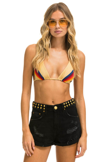 MID RISE STUDDED ROCKER BOLT WOMENS JEAN SHORT - VINTAGE BLACK Denim Shorts Aviator Nation 