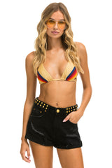 MID RISE STUDDED ROCKER BOLT WOMENS JEAN SHORT - VINTAGE BLACK Denim Shorts Aviator Nation 