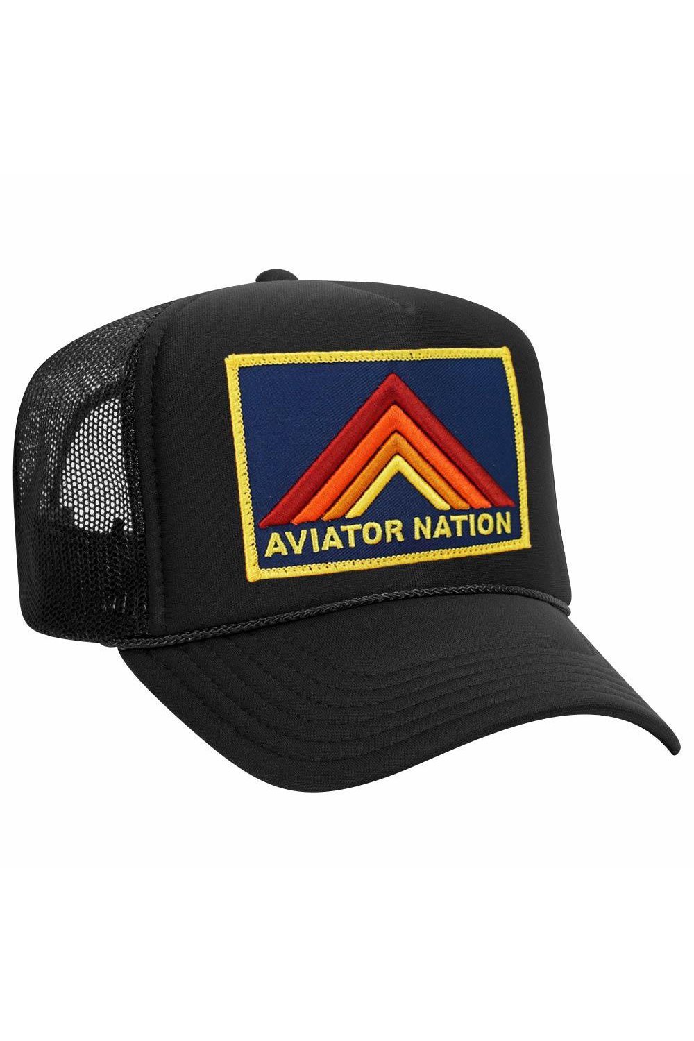 MOUNTAIN STRIPE VINTAGE TRUCKER HAT HATS Aviator Nation OS NEON PINK 