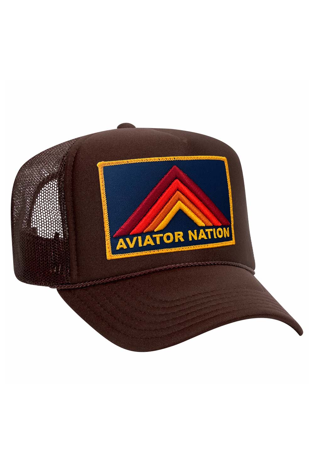 MOUNTAIN STRIPE VINTAGE TRUCKER HAT HATS Aviator Nation OS BROWN 