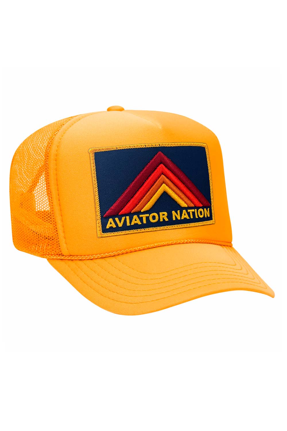 MOUNTAIN STRIPE VINTAGE TRUCKER HAT HATS Aviator Nation OS GOLD 