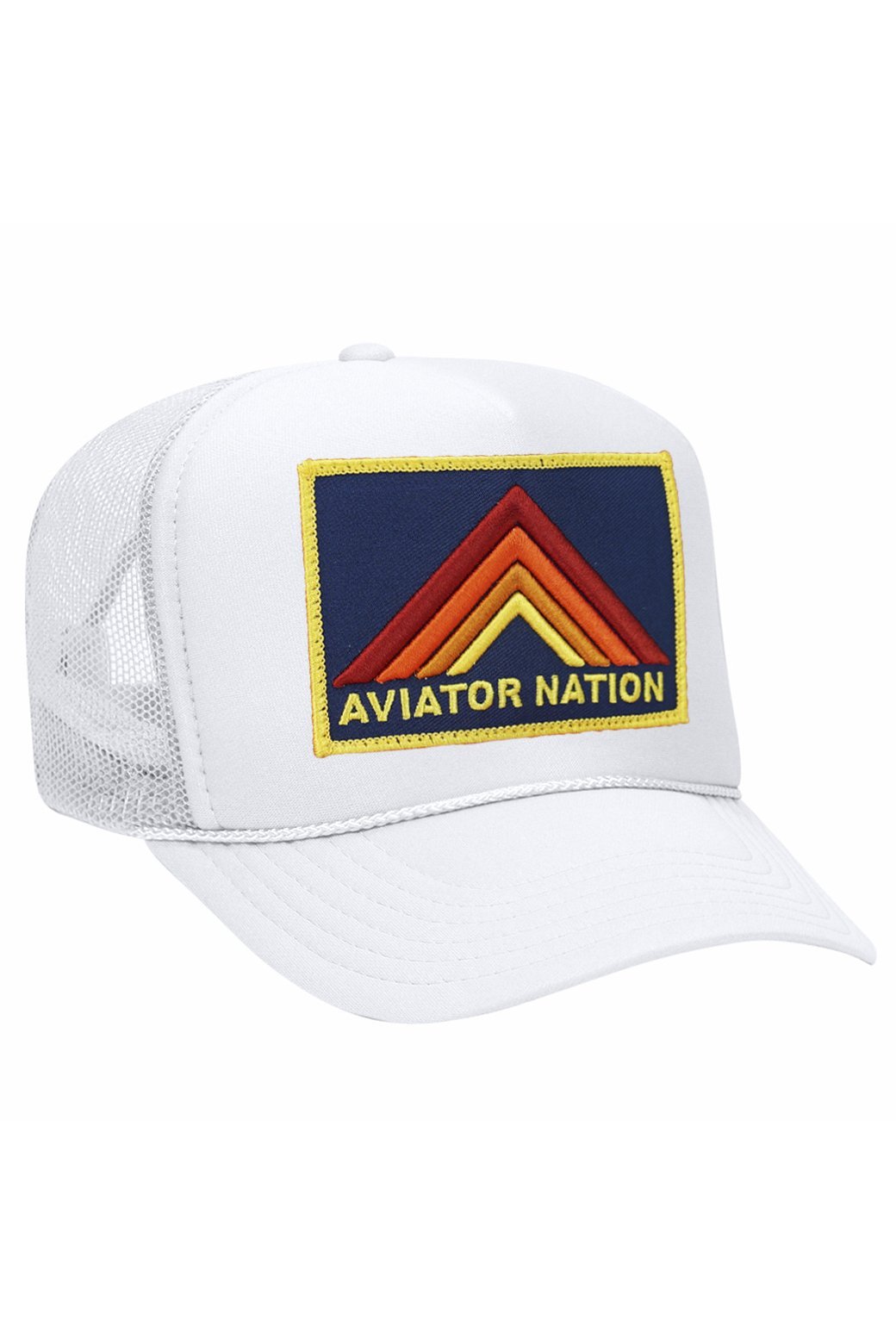 MOUNTAIN STRIPE VINTAGE TRUCKER HAT HATS Aviator Nation OS WHITE 