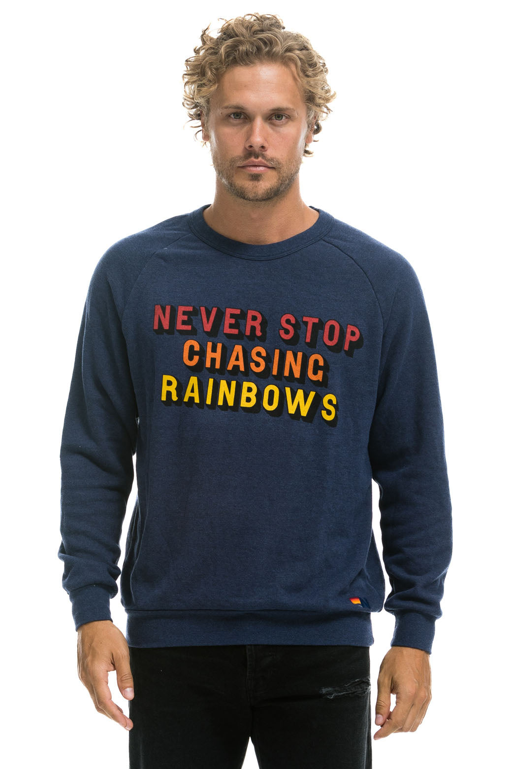 NEVER STOP CHASING RAINBOWS CREW SWEATSHIRT - NAVY Sweatshirt Aviator Nation 