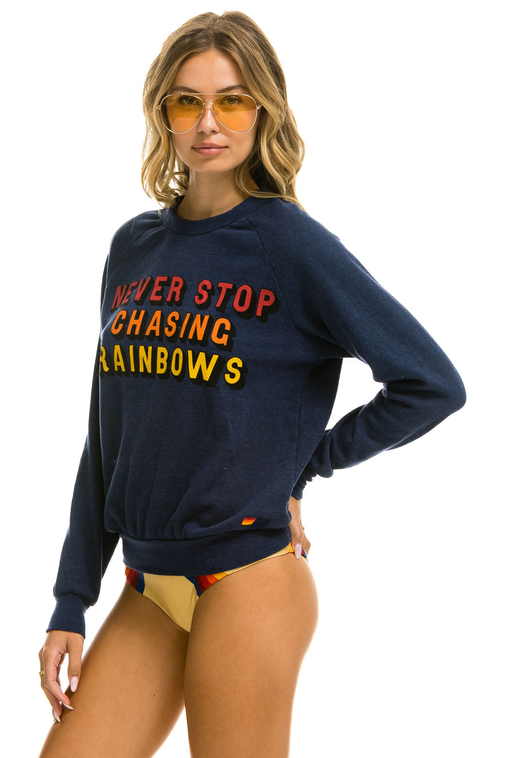NEVER STOP CHASING RAINBOWS CREW SWEATSHIRT - NAVY Sweatshirt Aviator Nation 