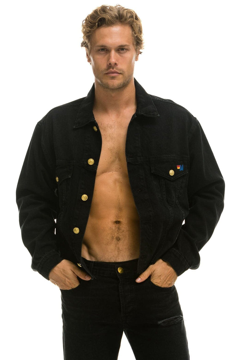 OVERSIZED CROPPED DENIM JACKET - VINTAGE BLACK Denim Jacket Aviator Nation 