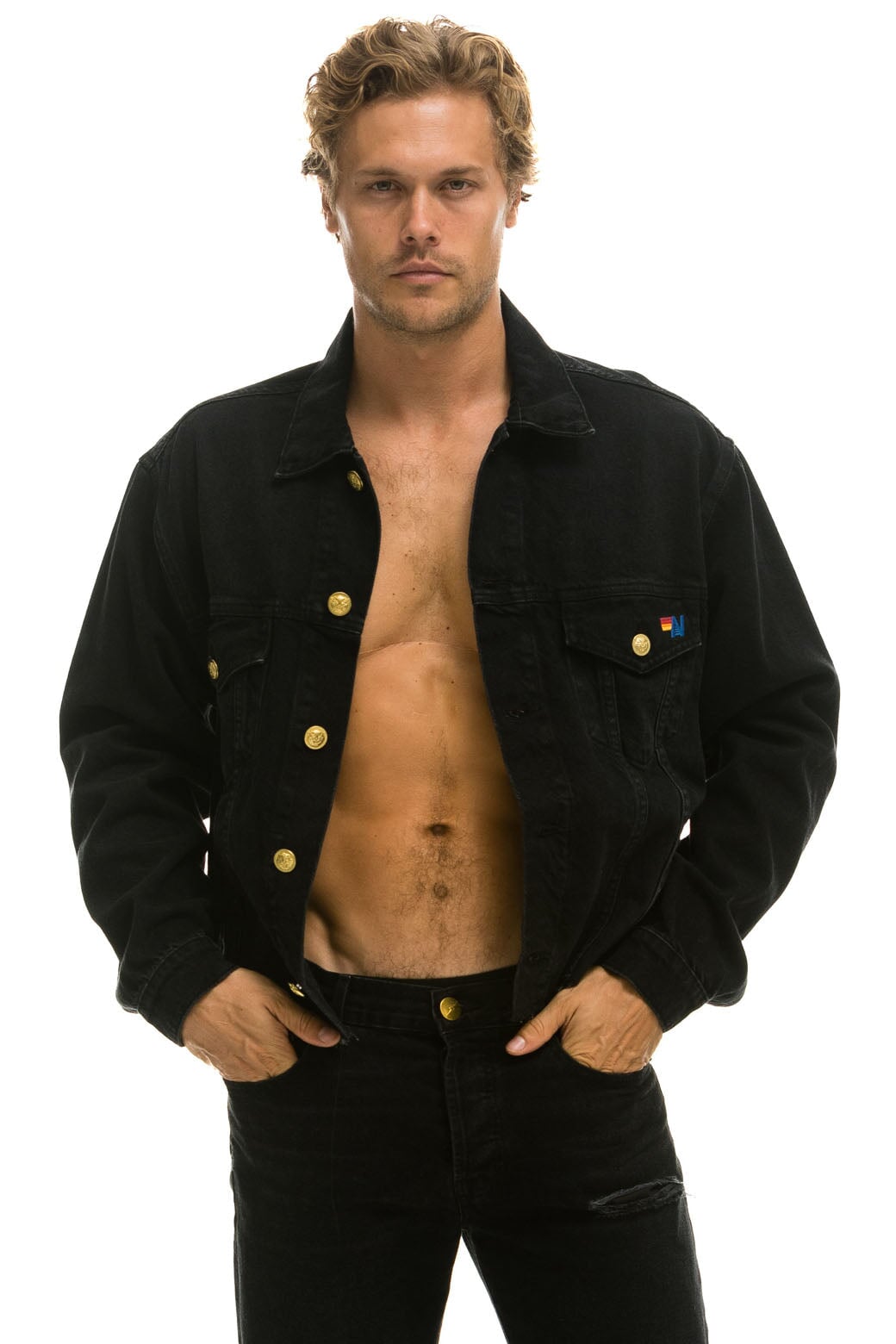 Men's Plus Size Black Denim Jacket | Boohoo UK
