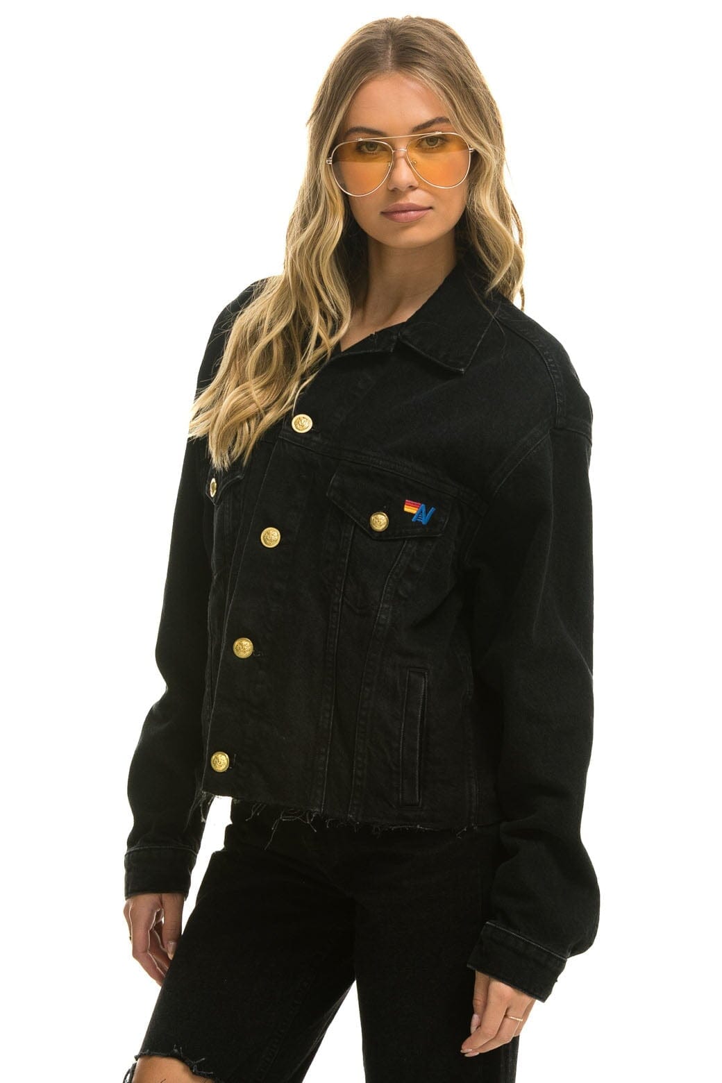 OVERSIZED CROPPED DENIM JACKET - VINTAGE BLACK Denim Jacket Aviator Nation 