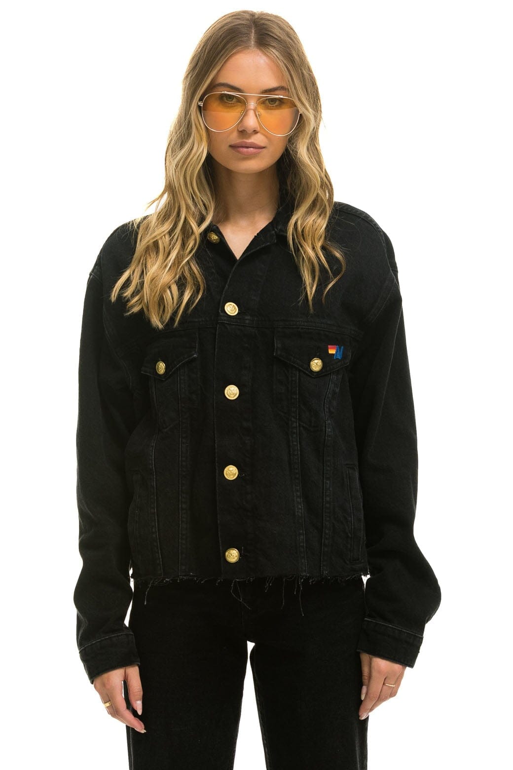 OVERSIZED CROPPED DENIM JACKET - VINTAGE BLACK Denim Jacket Aviator Nation 