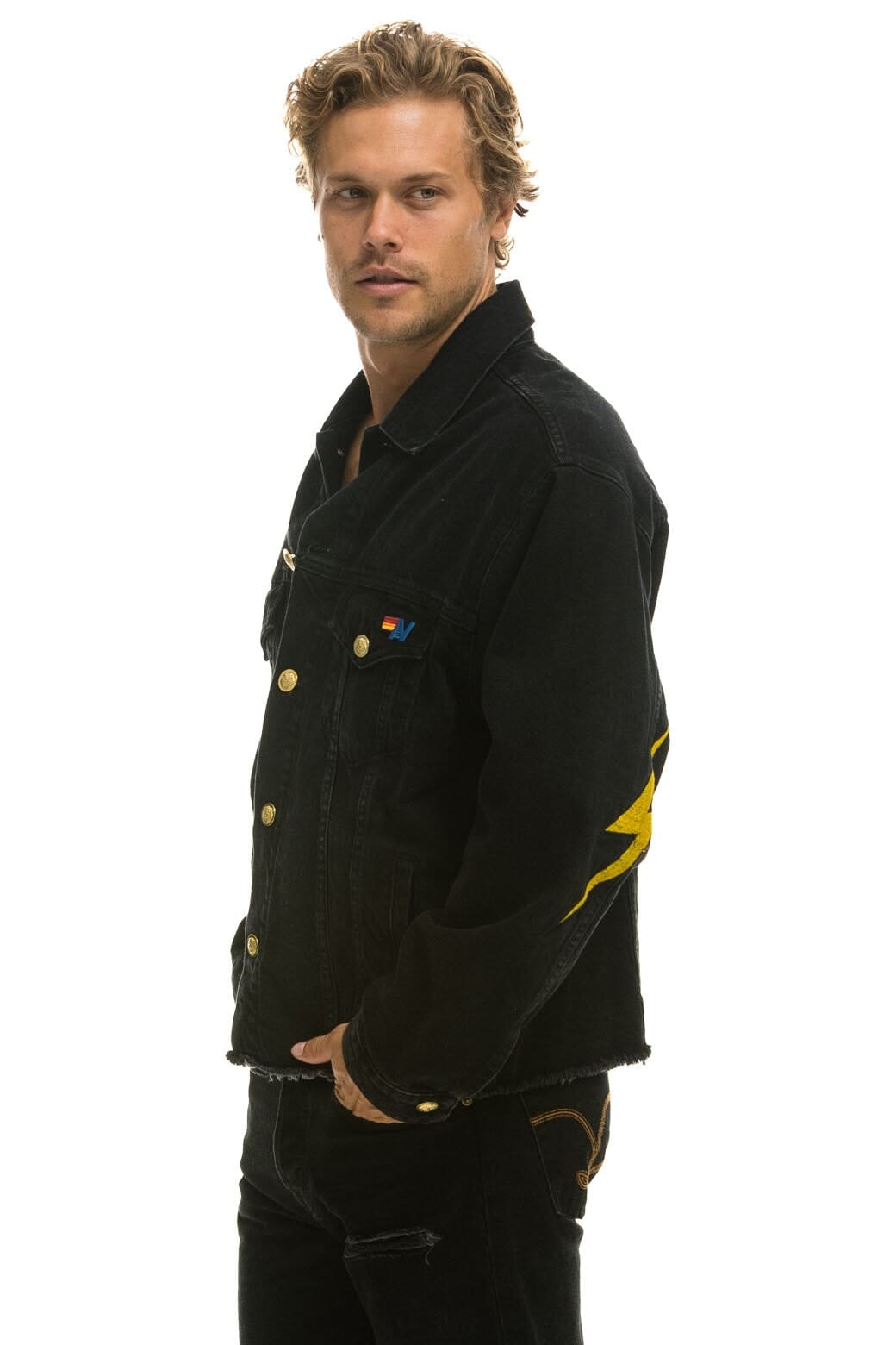 OVERSIZED CROPPED DENIM JACKET - VINTAGE BLACK Denim Jacket Aviator Nation 