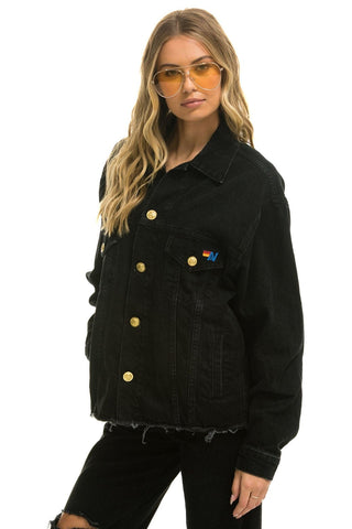 OVERSIZED CROPPED DENIM JACKET - VINTAGE BLACK Denim Jacket Aviator Nation 