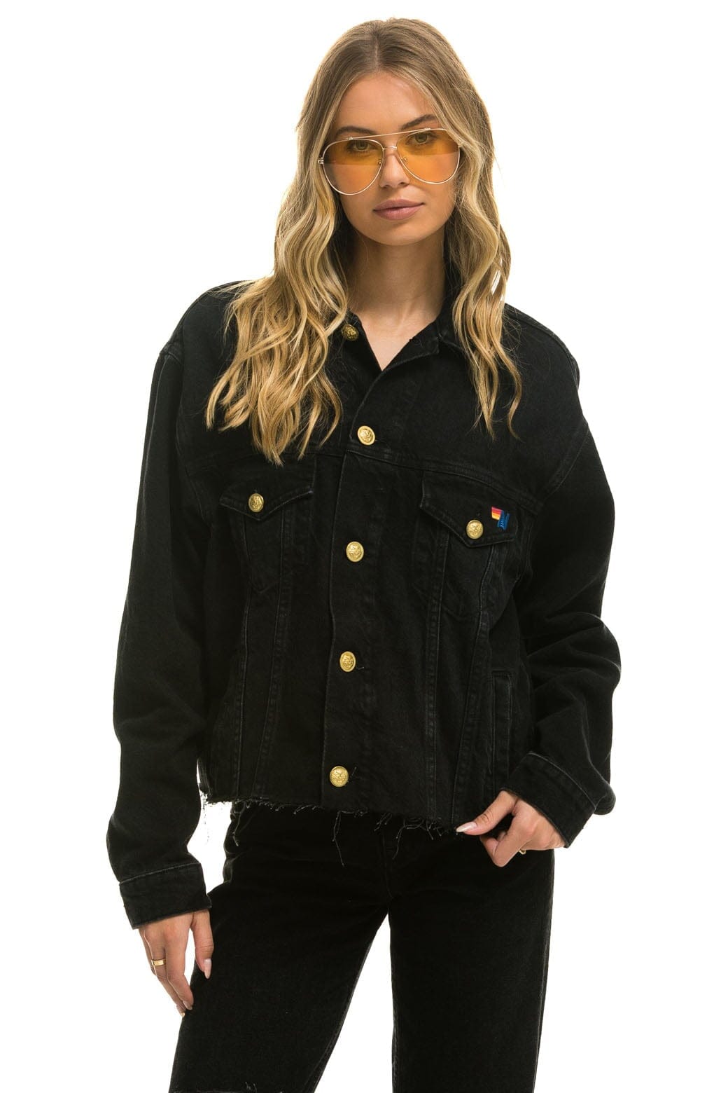 OVERSIZED CROPPED DENIM JACKET - VINTAGE BLACK Denim Jacket Aviator Nation 