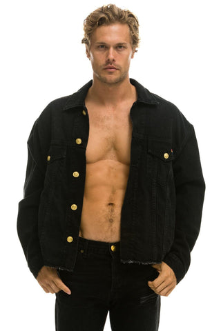 OVERSIZED CROPPED DENIM JACKET - VINTAGE BLACK Denim Jacket Aviator Nation 