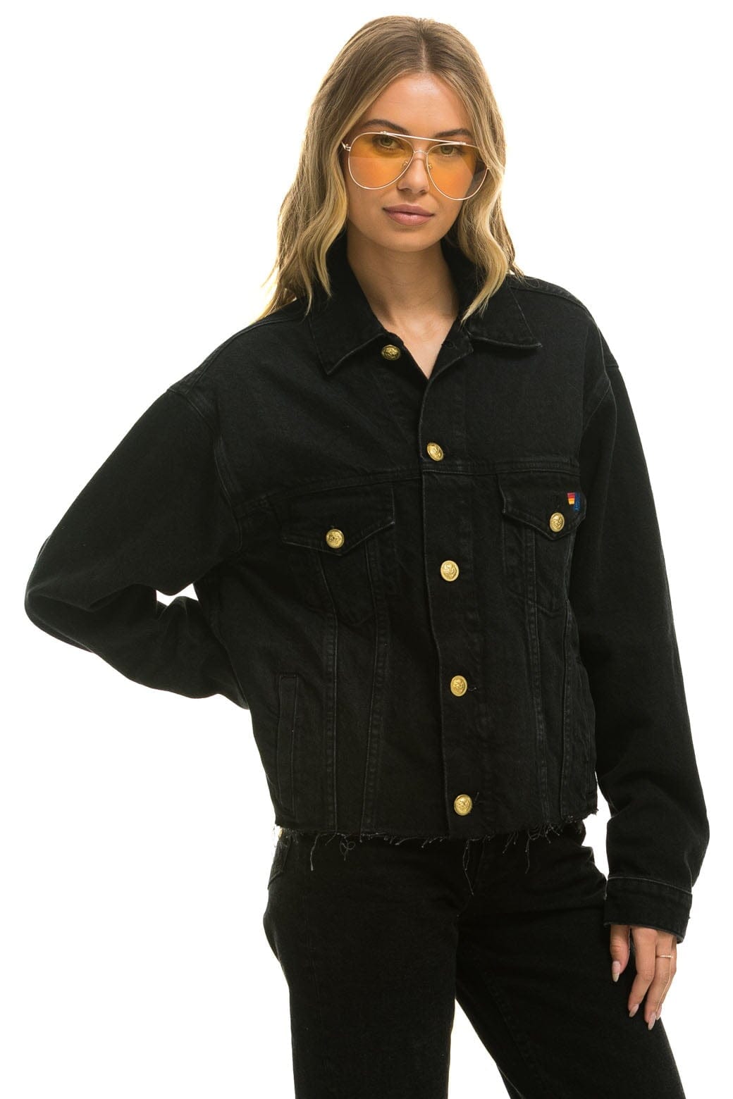 OVERSIZED CROPPED DENIM JACKET - VINTAGE BLACK Denim Jacket Aviator Nation 