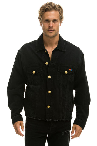 OVERSIZED CROPPED DENIM JACKET - VINTAGE BLACK Denim Jacket Aviator Nation 