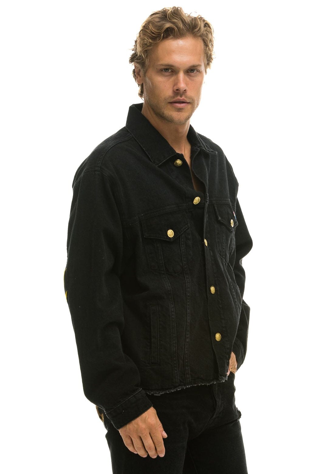 OVERSIZED CROPPED DENIM JACKET - VINTAGE BLACK Denim Jacket Aviator Nation 