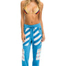 PALM BOLT STRIPE CARGO COLOR BLOCK SWEATPANTS - OCEAN // NEON YELLOW Women's Sweatpants Aviator Nation 