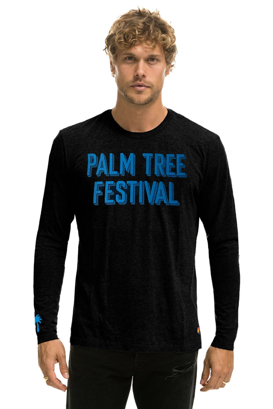 PALM TREE FESTIVAL ASPEN 2023 LONG SLEEVE TEE - BLACK Aviator Nation 