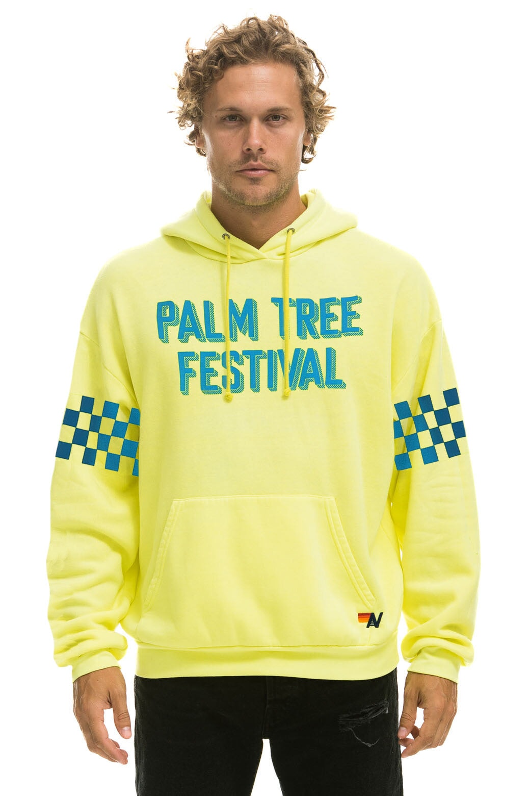 PALM TREE FESTIVAL ASPEN 2023 PULLOVER HOODIE RELAXED - NEON YELLOW Aviator Nation 