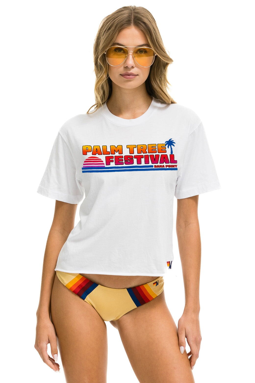 PALM TREE FESTIVAL DANA POINT 2023 BOYFRIEND TEE - WHITE Boyfriend Tee Aviator Nation 