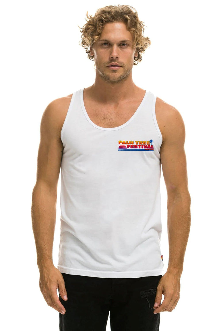 PALM TREE FESTIVAL DANA POINT 2023 TANK - WHITE Men's Tank Aviator Nation 