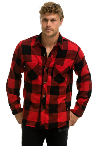 PLAID FLANNEL LIGHT WEIGHT UNISEX WESTERN SHIRT - BUFFALO PLAID Flannel Aviator Nation 