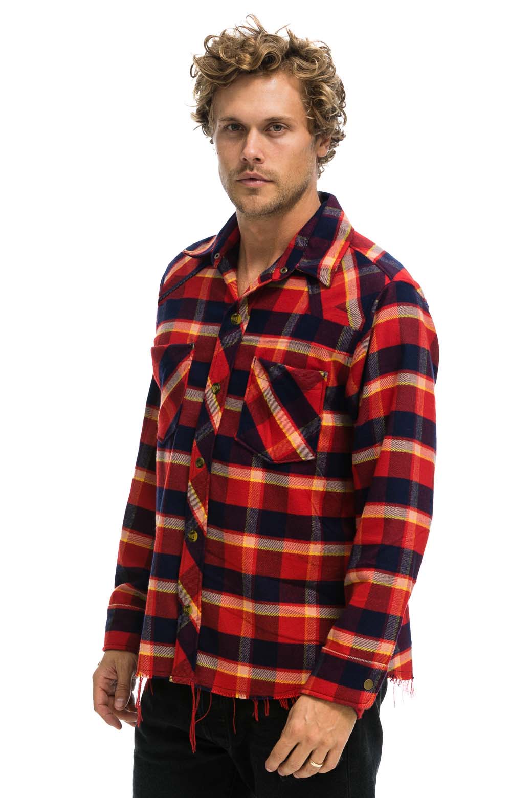 PLAID FLANNEL WESTERN SHIRT - RUGBY PLAID Tees Aviator Nation 