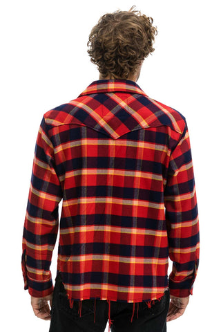 PLAID FLANNEL WESTERN SHIRT - RUGBY PLAID Tees Aviator Nation 