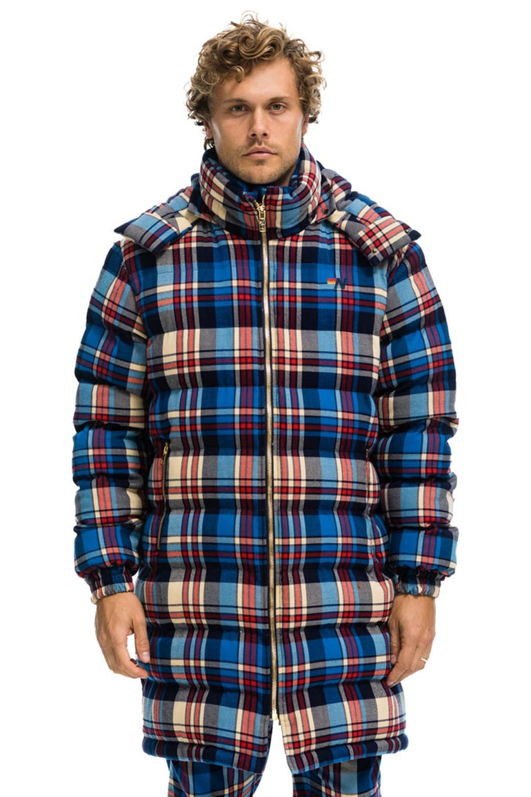 PLAID UNISEX LONG TREKKER JACKET - PATRIOT PLAID Jacket Aviator Nation