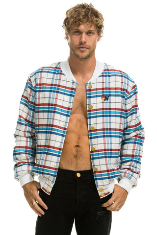 PLAID UNISEX VARSITY JACKET - MONTAUK PLAID Flannel Aviator Nation 