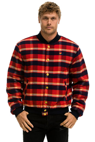 PLAID UNISEX VARSITY JACKET - RUGBY PLAID Unisex Outerwear Aviator Nation 