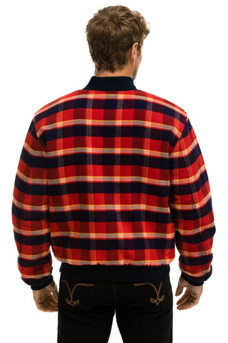 PLAID UNISEX VARSITY JACKET - RUGBY PLAID Unisex Outerwear Aviator Nation 