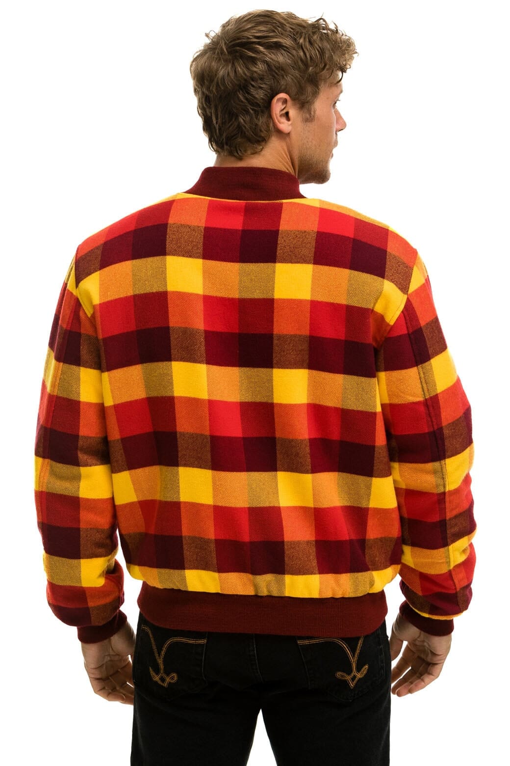 PLAID UNISEX VARSITY JACKET - SURFY PLAID Unisex Outerwear Aviator Nation 