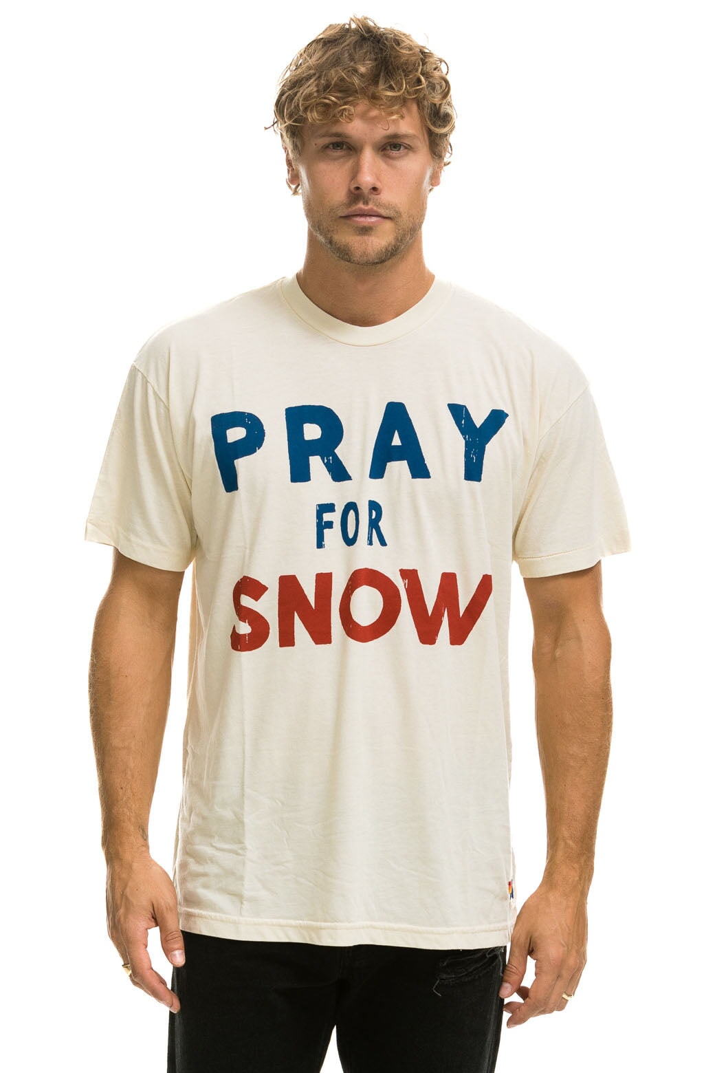 PRAY FOR SNOW TEE - VINTAGE WHITE Tees Aviator Nation 