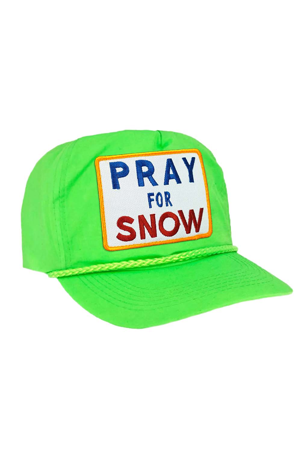 PRAY FOR SNOW - VINTAGE NYLON TRUCKER HAT HATS Aviator Nation NEON GREEN 