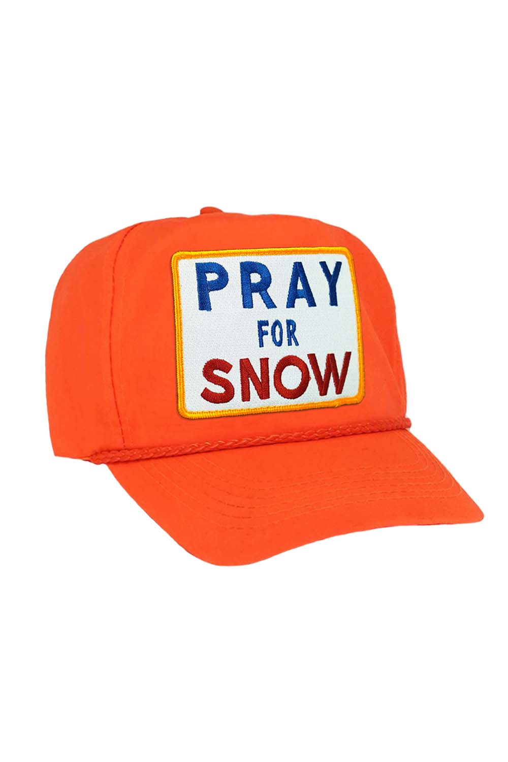 PRAY FOR SNOW - VINTAGE NYLON TRUCKER HAT HATS Aviator Nation NEON ORANGE 