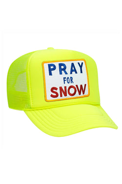 PRAY FOR SNOW VINTAGE TRUCKER HAT HATS Aviator Nation NEON YELLOW 