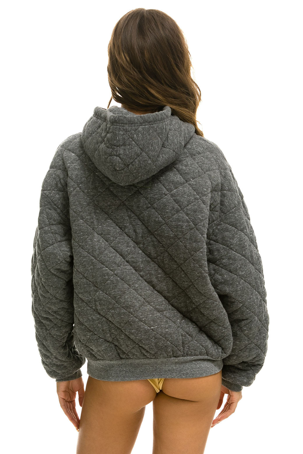 QUILTED RELAXED PULLOVER HOODIE - HEATHER GREY Hoodie Aviator Nation 