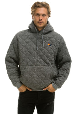 QUILTED RELAXED PULLOVER HOODIE - HEATHER GREY Hoodie Aviator Nation 
