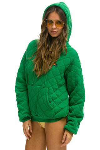 QUILTED RELAXED PULLOVER HOODIE - KELLY GREEN Hoodie Aviator Nation 