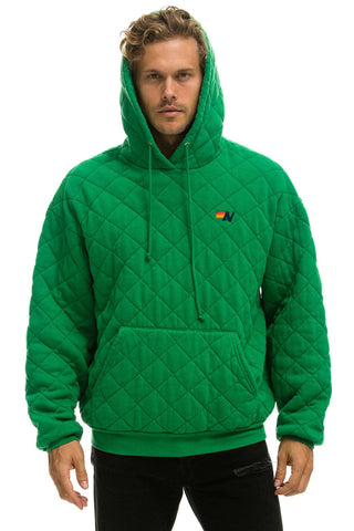 QUILTED RELAXED PULLOVER HOODIE - KELLY GREEN Hoodie Aviator Nation 