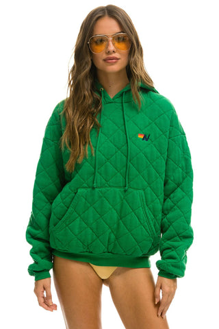 QUILTED RELAXED PULLOVER HOODIE - KELLY GREEN Hoodie Aviator Nation 