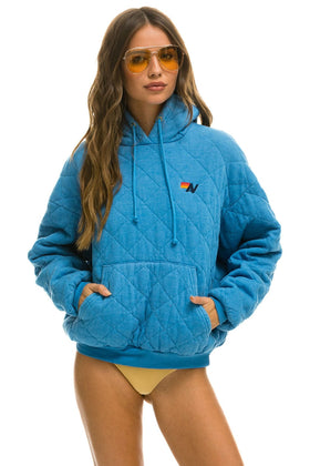 QUILTED RELAXED PULLOVER HOODIE