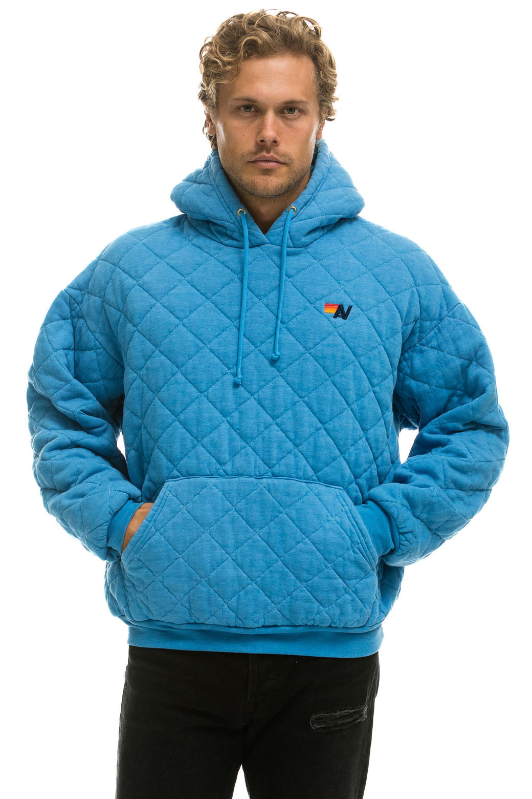 QUILTED RELAXED PULLOVER HOODIE - OCEAN Hoodie Aviator Nation 