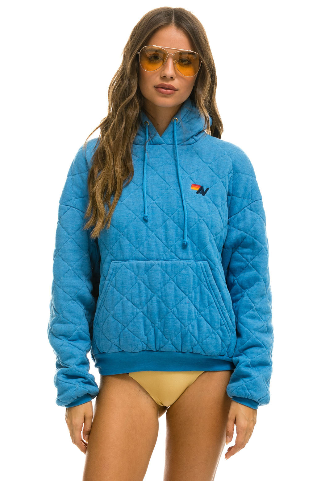 QUILTED RELAXED PULLOVER HOODIE - OCEAN Hoodie Aviator Nation 