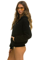 QUILTED ZIP HOODIE RELAXED - BLACK Hoodie Aviator Nation 
