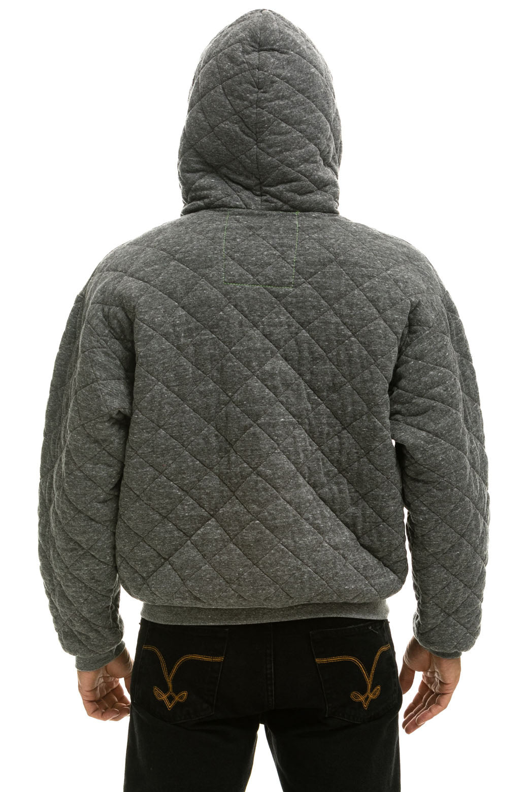 QUILTED ZIP HOODIE RELAXED - HEATHER GREY