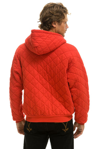 QUILTED ZIP HOODIE RELAXED - RED Hoodie Aviator Nation 