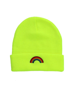 RAINBOW BEANIE - NEON YELLOW