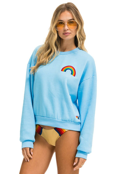 RAINBOW EMBROIDERY RELAXED CREW SWEATSHIRT - SKY Sweatshirt Aviator Nation 